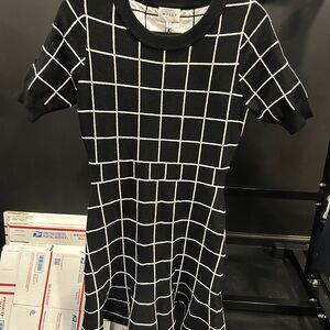 Milly Black and White Grid Pattern Dress